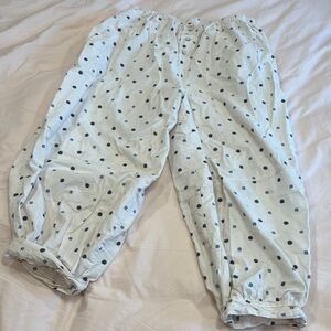 Free People White and Blue Polka Dot Pajama Bottoms